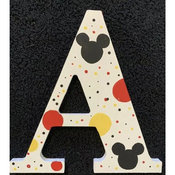 Disney Mickey Mouse Java Coffee Hand Painted Letters Stripes Poke A Dots Red - Picture 3 of 5